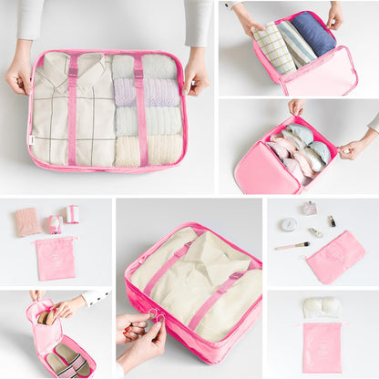 8 Set Packing Cubes for Suitcases Travel Luggage Packing Organizers,Travel Essentials Luggage Organizer Accessories for Shoe Bag Tioletry Bag Laundry Bag (Pink)