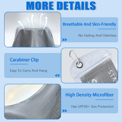 4 Packs Cooling Towel, 40" x 12" Microfiber Cooling Towels for Neck and Face, Soft Breathable Gym Towel for Working Out with Waterproof Bag & Carabiner, Sweat Towels for Running, Yoga, Travel, Climb