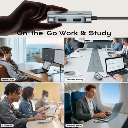 AI Laptop Docking Station with Dual Monitor 4K, TOPOINT 7-in-1 USB C Hub with AI Tools ChatGPT, Voice Transcription, Translation, 100W PD for MacBook HP Dell, Home Office Remote Work Business Travel