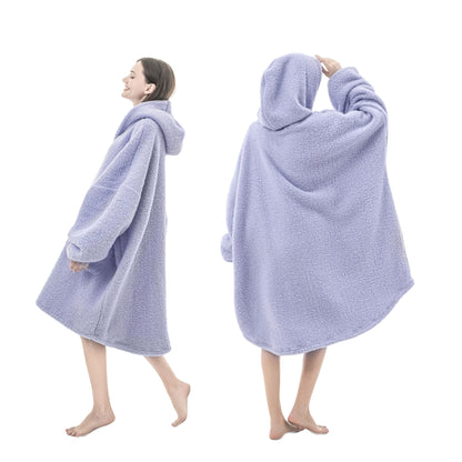 FarryFazzy Sherpa Wearable Blanket Hoodie Gifts for Women, Cozy Warm Oversized Hoodie Sweatshirt Blanket with Pockets for Adults, One Size Fits All(Purple)