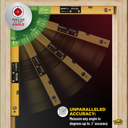 M-D Building Products 92325 SMARTTOOL® 48 Inch Digital Level: Precision Measurement w/LCD Screen, Audible Alerts, Water Resistance, High Visibility, & Heavy-Duty Aluminum Frame - Includes Carry Case