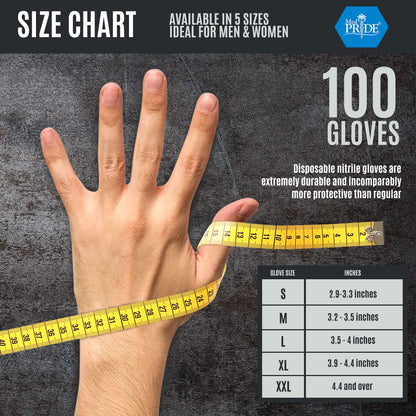 MED PRIDE Maxx Strength Nitrile Industrial 8 Mil Thick 100 Gloves/Large - Diamond Texture Disposable Safety- Heavy-Duty, Tear-Resistant Mechanic Automotive Food Handling Gloves- Orange