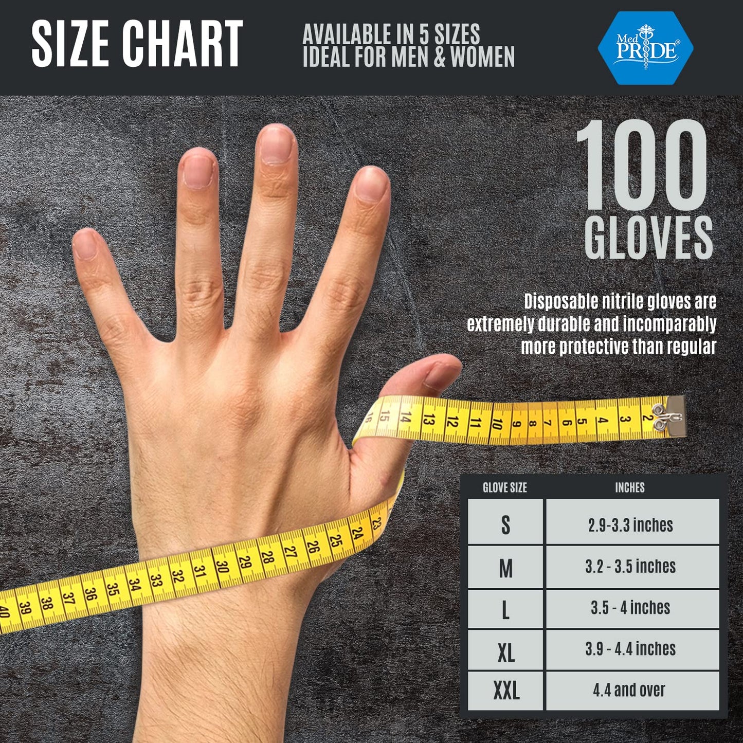 MED PRIDE Maxx Strength Nitrile Industrial 8 Mil Thick 1000 Gloves/Medium - Diamond Texture Disposable Safety- Heavy-Duty, Tear-Resistant Mechanic Automotive Food Handling Gloves- Orange