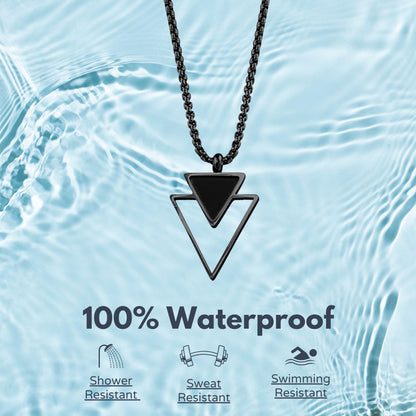 Galis Mens Necklace - Premium Stainless Steel for Men, Non Tarnish with Triangle Black Enamel Pendant, Chain Pendants, Stylish - Gifts for Him - Black 24"