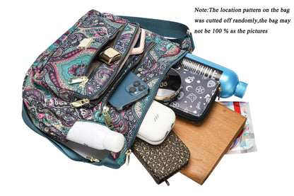 Pealwel Women Shoulder Handbag Roomy Multiple Pockets Bag Ladies Crossbody Purse Tote Top Handle Satchel(SS-Black&Blue)