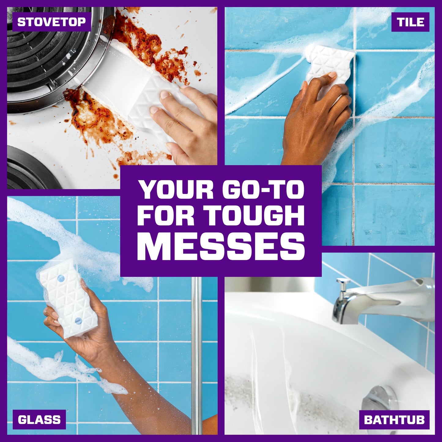 Mr. Clean Magic Eraser Sponge, All Purpose Cleaner, Cleaning Scrubber, Kitchen, Bathroom, Shower, Oven, Cleaning Supplies, Variety Pack with 1 Ultra Thick, 2 Ultra Foamy, & 3 Extra Durable, 6ct