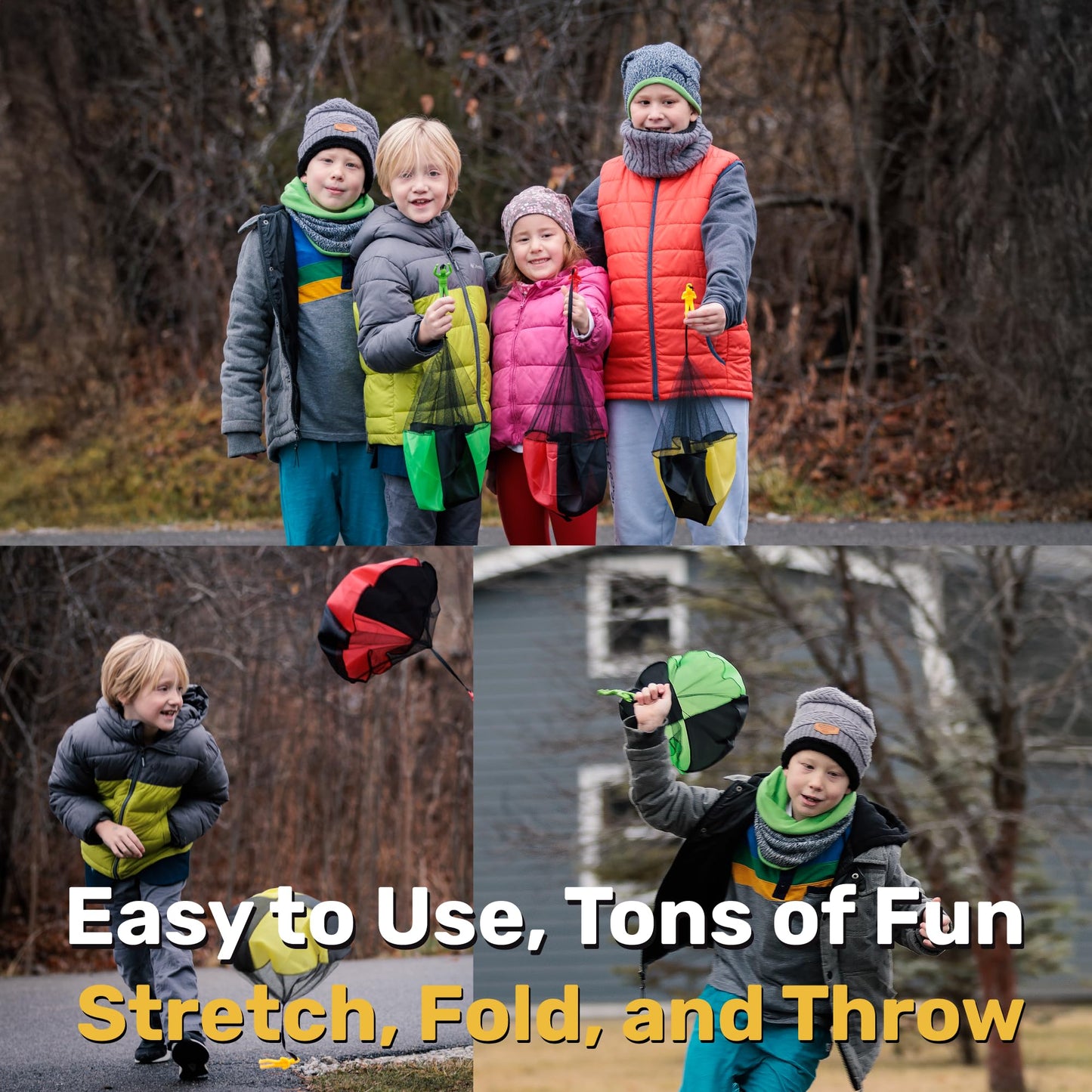 NUTTY TOYS Parachute Toys for Kids - Tangle Free Outdoor Flying Parachute Men, Top Indoor & Outside, 3 4 5 6 7 8 9 10 11 12 Year Old, Best Christmas Stocking Stuffers Idea 2025 Unique Boy & Girl Gifts