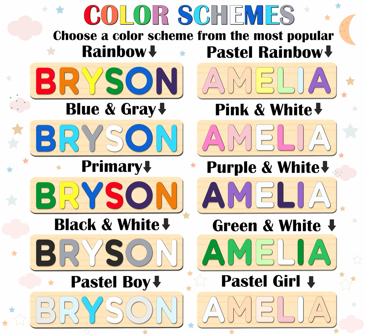 Personalized Wooden Name Puzzle for Kids Personalized Baby Name Puzzle for Toddlers Personalized Baby Gifts First Birthday Gift Wooden Puzzles Custom Toddler Learning