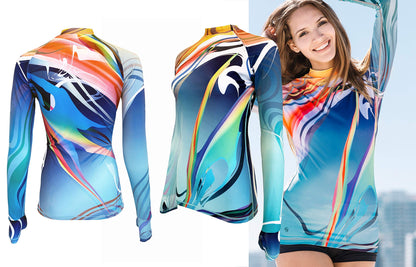 Platinum Sun Long Sleeve Rash Guard for Women (Azzura, L)