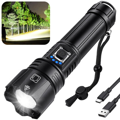 Rechargeable Flashlights High Lumens, 90,000 Lumen Brightest Led Flashlight with 5 Modes & 12H Long Runtime, Powerful Waterproof Handheld Flash Light, Super Bright Flashlight for Home, Camping