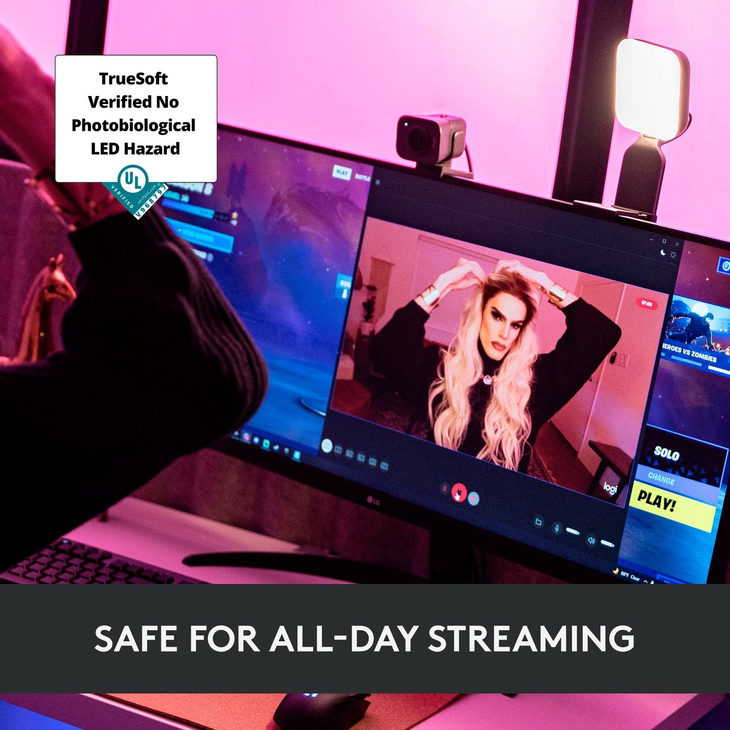 Logitech for Creators Litra Glow Premium LED Streaming Light with TrueSoft, adjustable mount, video lighting for recording streams, PC/Mac - Graphite