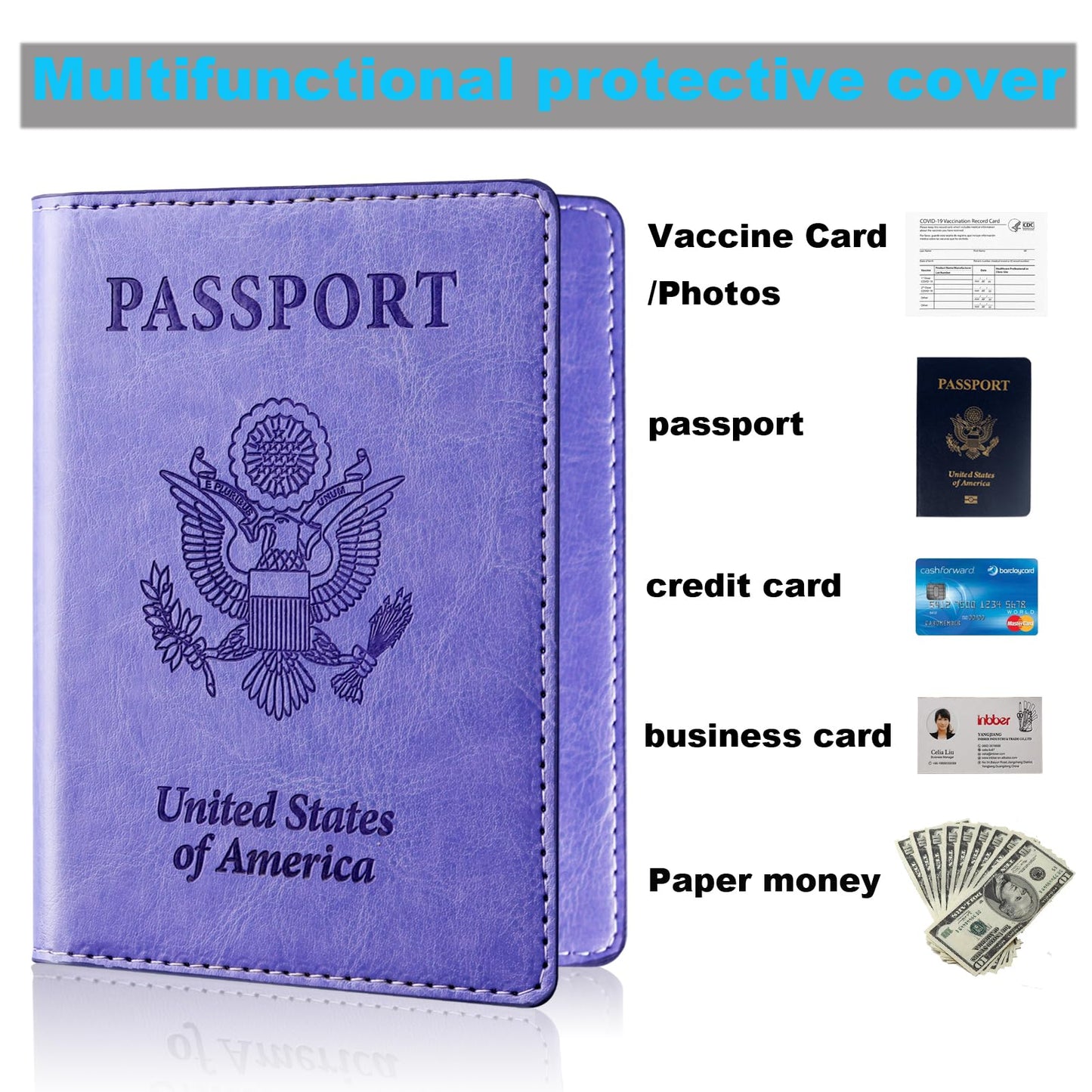 Herain Passport Holder for Travel Cruise Essentials 2 Pcs, Passport Cover Wallet Case Women Men Family, Passports Book Holders Travel Gifts Accessories Vacation Must Haves