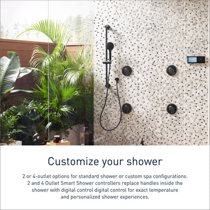 Moen Matte Black Smart Shower 2-Outlet Digital Shower Controller for Thermostatic Shower Valve, TS3302BL