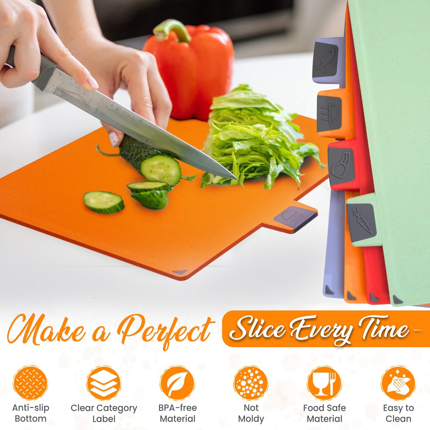 EZTICO 4-Piece Non-Toxic Cutting Board Set with Premium Scissors – BPA-Free Plastic and Rubber Chopping Boards for Kitchen Essentials with Organizer, Dishwasher Safe Accessories Holder.