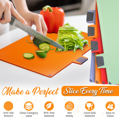 EZTICO 4-Piece Non-Toxic Cutting Board Set with Premium Scissors – BPA-Free Plastic and Rubber Chopping Boards for Kitchen Essentials with Organizer, Dishwasher Safe Accessories Holder.