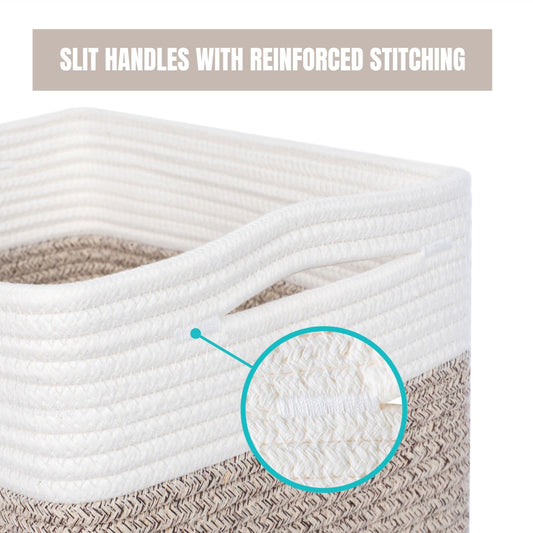 MINTWOOD Design 3-Pack Storage Baskets for Shelves, Playroom and Classroom Basket, Book Decorative Cube Bins, Woven Closet Organizers, Baby Nursery Baskets, Light Brown