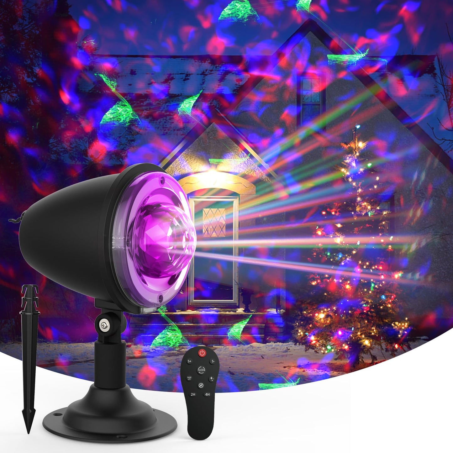 Halloween Projector Lights Outdoor,Christmas Decorations Holiday Projector,Water Wave Ocean Effect Night Light with Remote,Waterproof LED Landscape Light for Wedding Garden Wall Tree Decoration