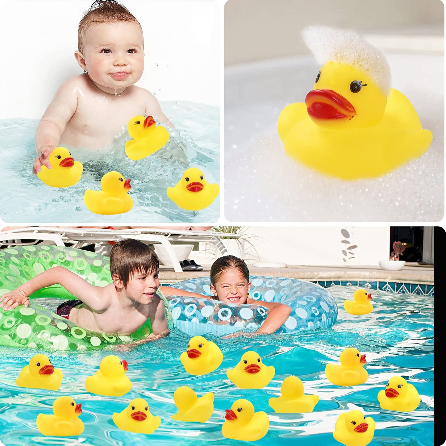 JTTJDB 50-Pieces Float & Squeak Mini Rubber Duck Baby Bath Ducky Sound Shower Toys for Kids
