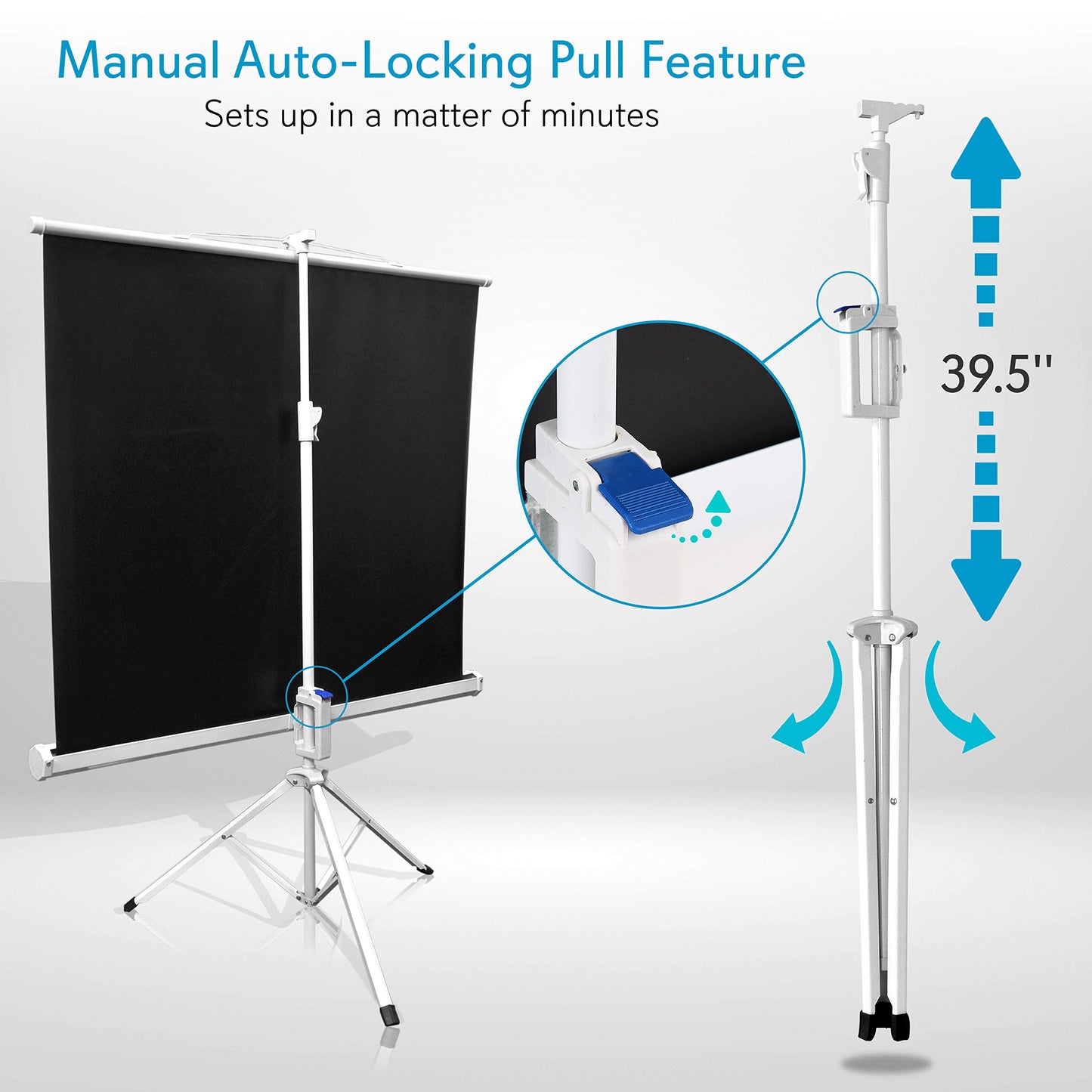 Pyle 50 Inch Portable Projector Screen with Tripod Stand – Lightweight, Durable, Easy Pull Setup Mobile Projection Screen with 4:3 Aspect Ratio, White Matte Fabric for Indoor/Outdoor Use