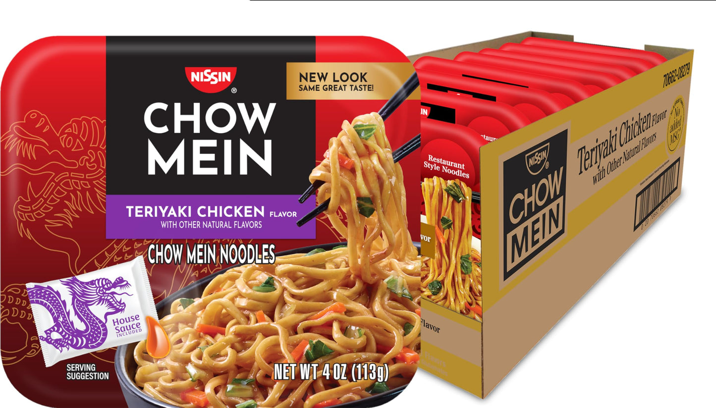 Nissin Chow Mein Noodles, Teriyaki Chicken, 4 Ounce (Pack of 8)