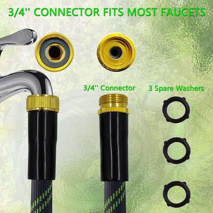 Junredy Garden Hose 25 FT, NON-EXPANDABLE Heavy-Duty Flexible & Lightweight Water Hose with 10-Function Nozzle, No-Kink Design, Leak-Proof Super Fabric, Solid Fittings for Lawn, Car, RV, Outdoor