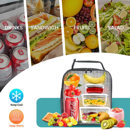 Lunch Bag for Men/Women, Reusable Lunchbox for Adult, Small Insulated Lunch box, Lunch Tote Bag for Office, Work, Picnic - Black