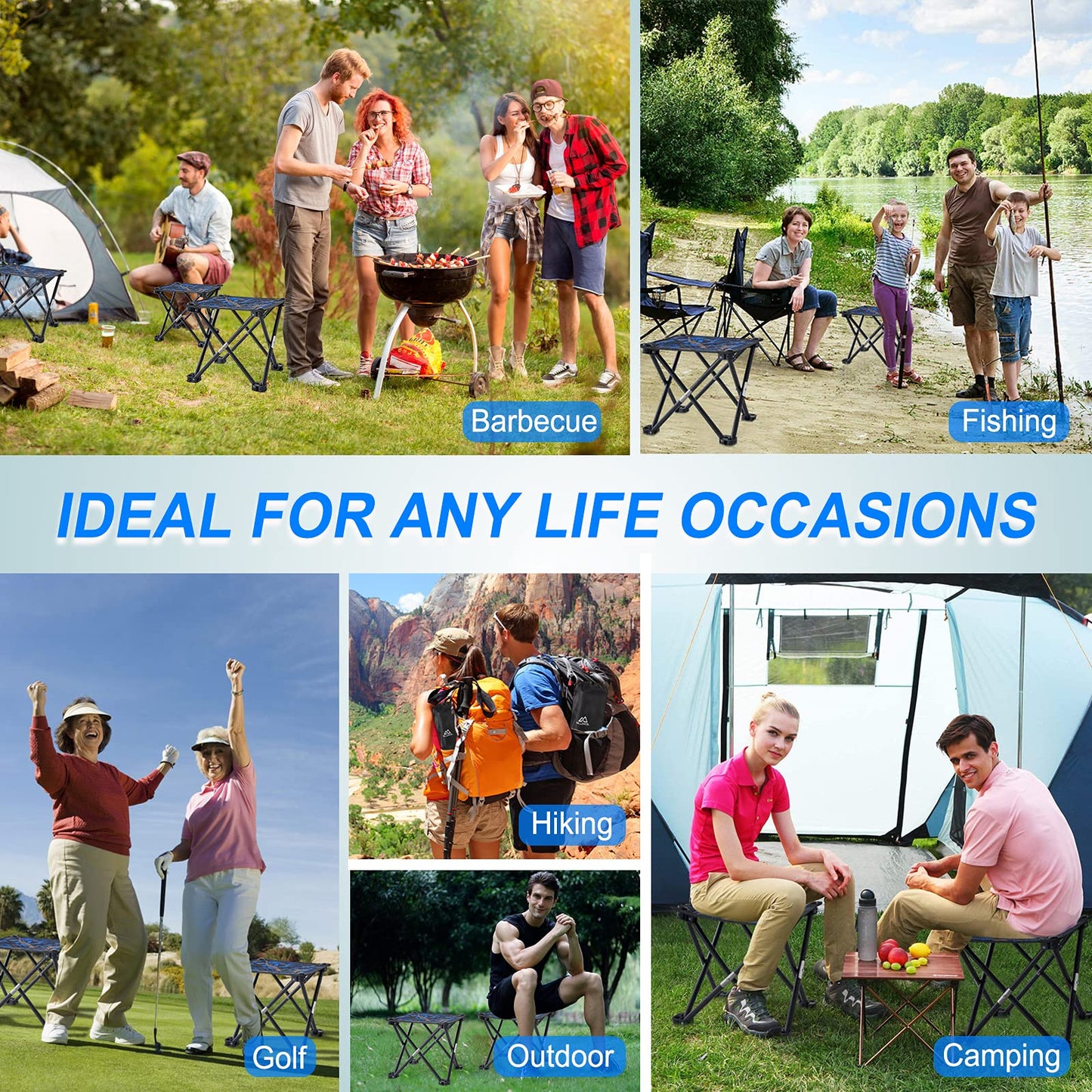 AILLOVCOL Folding Camping Stool Portable Chair Mini Foldable Stool for Adults Fishing Hiking Gardening and Beach with Carry Bag(Camouflage)