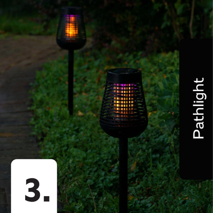 PIC Solar Insect Killer Torch (DFST), Bug Zapper and Flame Accent Light, Kills Bugs on Contact - Twin Pack