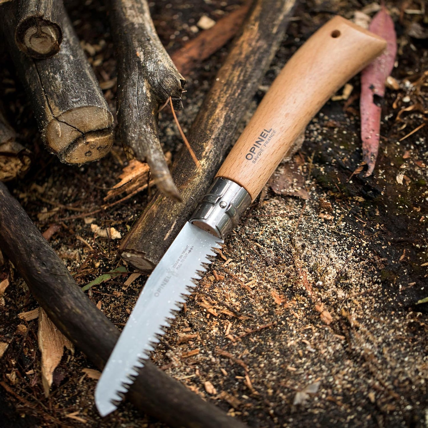 Opinel Folding Saw - Gardening and Camping Folding Carbon Steel Saw with Beechwood Handle