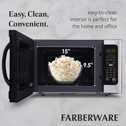 Farberware Countertop 1000 Watts 1.2 cu ft-Smart Sensor Microwave Oven with LED Lighting and Child Lock-Perfect for Apartments and Dorms-Easy Clean Black Interior, Stainless Steel