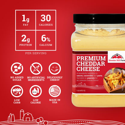 Hoosier Hill Farm Premium Cheddar Cheese Powder (No Artificial Colors), 1LB (Pack of 1)