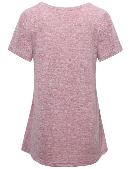 MISS FORTUNE Yoga Tunic Tops for Women, Ladies Gym T Shirts Short Sleeve Athletic Tee Shirt Fitness Sweat Wicking Stretchy Breathable Workout Clothing Plus Size 2XL Pink
