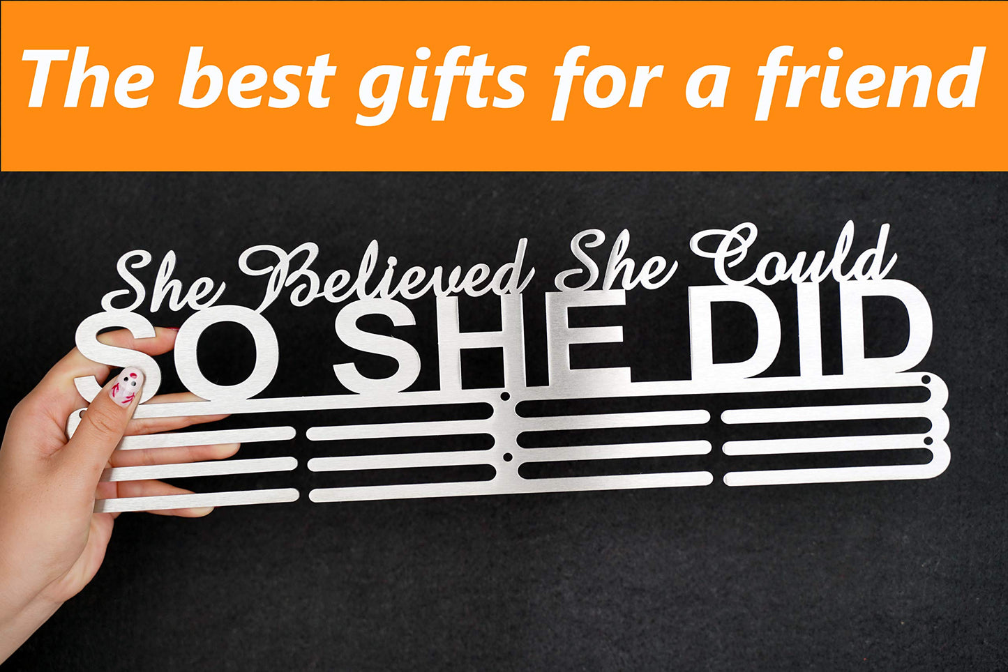 Lapetale Fashion She Believed She Could SO SHE DID Race Medal Holder Wall Hanger,Marathon Runner Medal Display,Running Medal Display, Medal Holder for Wall, Sports Medal Hanger Display Gifts