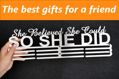 Lapetale Fashion She Believed She Could SO SHE DID Race Medal Holder Wall Hanger,Marathon Runner Medal Display,Running Medal Display, Medal Holder for Wall, Sports Medal Hanger Display Gifts