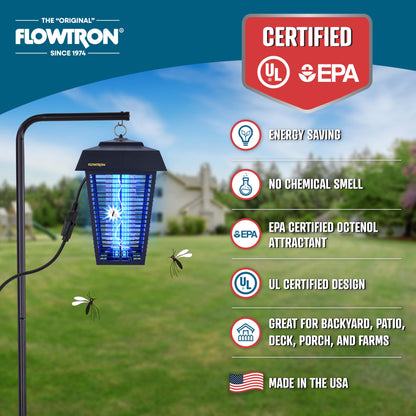 Flowtron Bug Zapper, 1-1/2 Acre of Outdoor Coverage with Powerful 80W Bulb & 5600V Instant Killing Grid, Electric Insect, Fly & Mosquito Zapper, Made in The USA