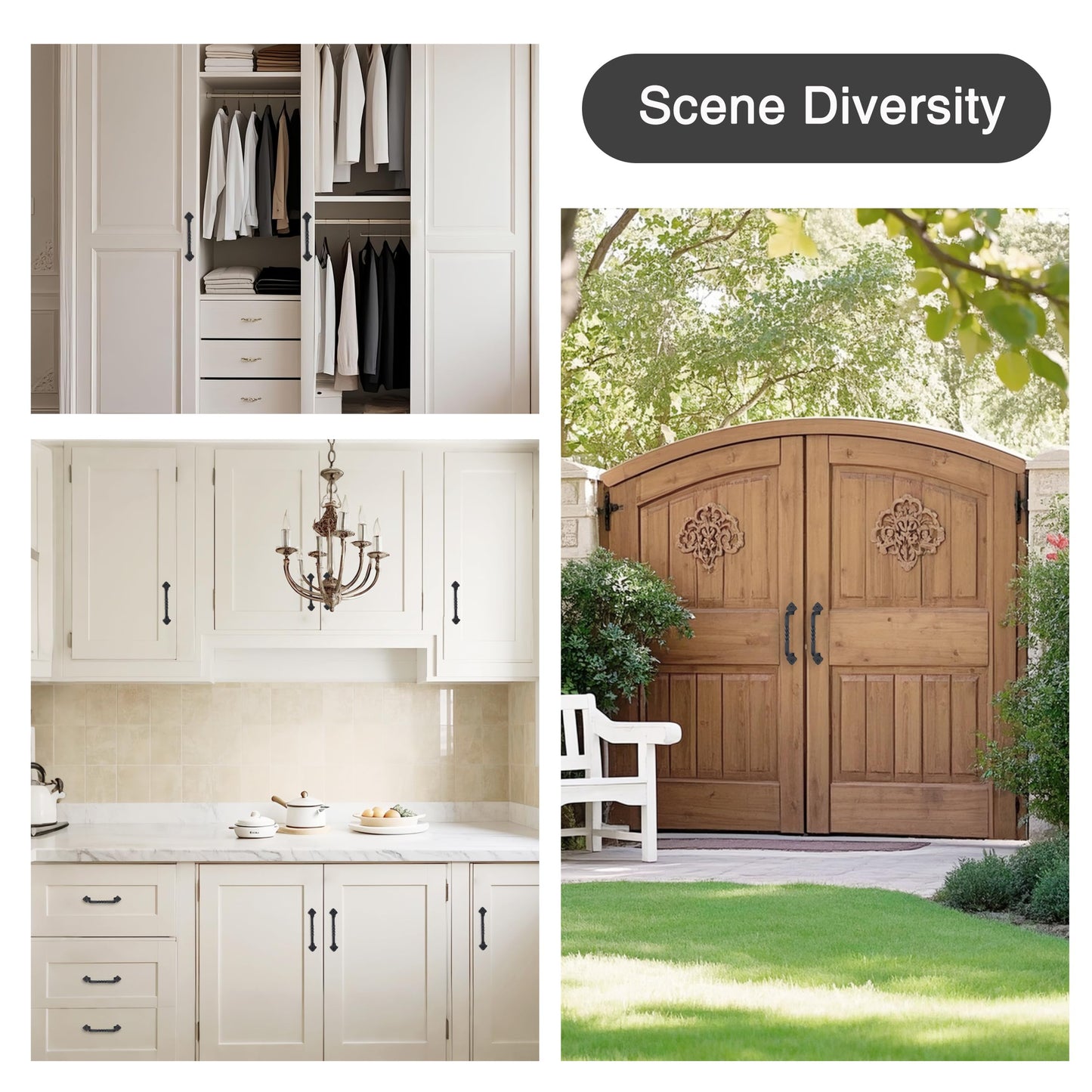 OVOV 4 Pack Barn Door Pull Handle Hardware for Wooden Garden Gate Shed Cabinet Door (4Pcs 6inch)