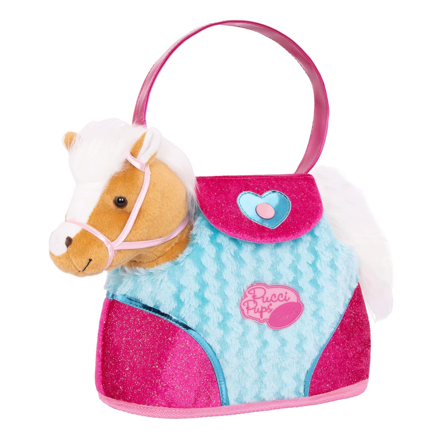 Pucci Pups – Plush Horse – Dog Carrier – Heart & Stripes Bag & Pony – Comb & Purse – Stuffed Animal – 2+ Years