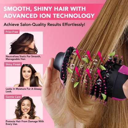 Hair Sensation Pro Blow Dryer Brush, 4 in 1 Styling Tools with ION Generator and Ceramic Coating for Fast Drying Hair Types, Pink