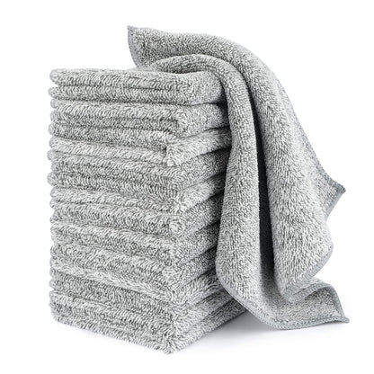 HAOBAOBEI Kitchen Cloth Dish Towels (12 Pack), Premium Dishcloths, Super Absorbent Microfiber Cleaning Cloth, Nonstick Oil Washable Fast Drying Dish Rags for Washing Dishes (Grey)