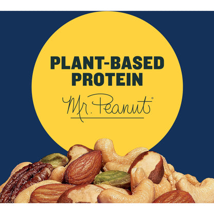 PLANTERS Deluxe Mixed Nuts, Cashews, Almonds, Pecans, Pistachios, Hazelnuts, Roasted with Sea Salt, Party Snacks, Plant-Based Protein Nut Mix, Snacks for Adults, After School Snack Mix, 27oz