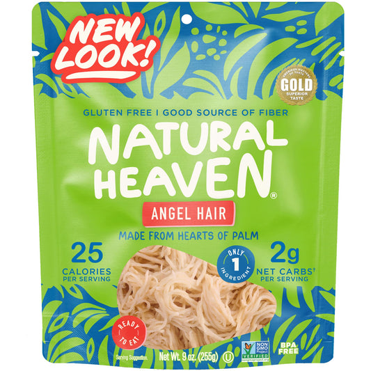 Natural Heaven Angel Hair Pasta, Hearts of Palm – Naturally Rich in Potassium, Low-Calorie Veggie Noodles, Keto & Gluten-Free Food, Vegan, 9 Oz EaNatural Heaven Angel Hair Pasta, Hearts of Palm – Naturally Rich in Potassium, Low-Calorie Veggie Noodles, Ke