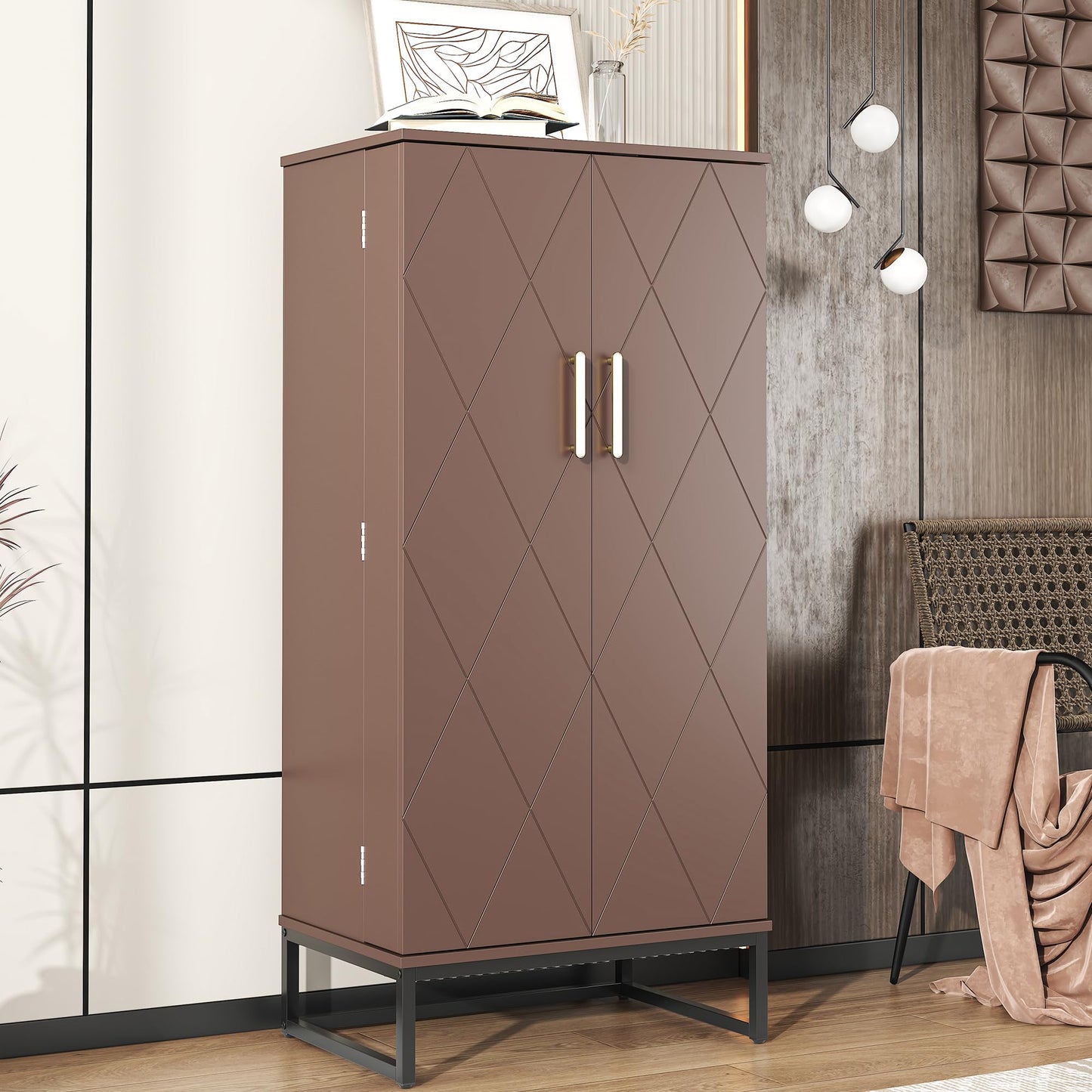 kepptory 51” Pantry Cabinets, Freestanding Kitchen Pantry Storage Cabinet with Adjustable Shelves, Buffet Cupboards Storage Cabinet for Home Office Use (Brown)