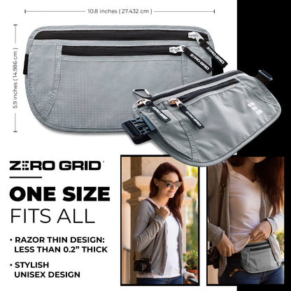 Money Belt for Secure Travel - RFID Blocking Slim Passport Holder - Hidden Waist Pouch for Cash, Credit Cards, Documents - Concealable Under Clothes, Water-Resistant Travel Belt for Men and Women