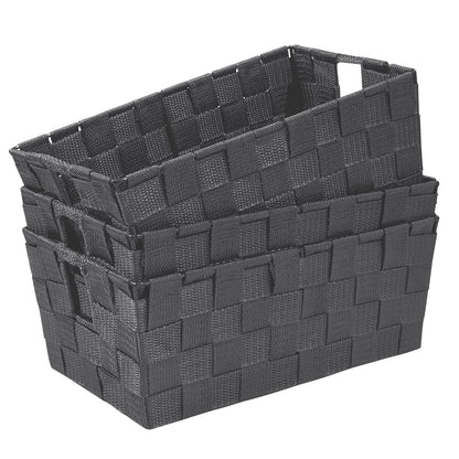 homyfort Woven Shelf Storage Tote Basket Bins Container, Storage Boxes Cube Organizer with Built-in Handles for Bedroom, Office, Closet, Clothes, Kids Room, Nursery 3pk(Grey)