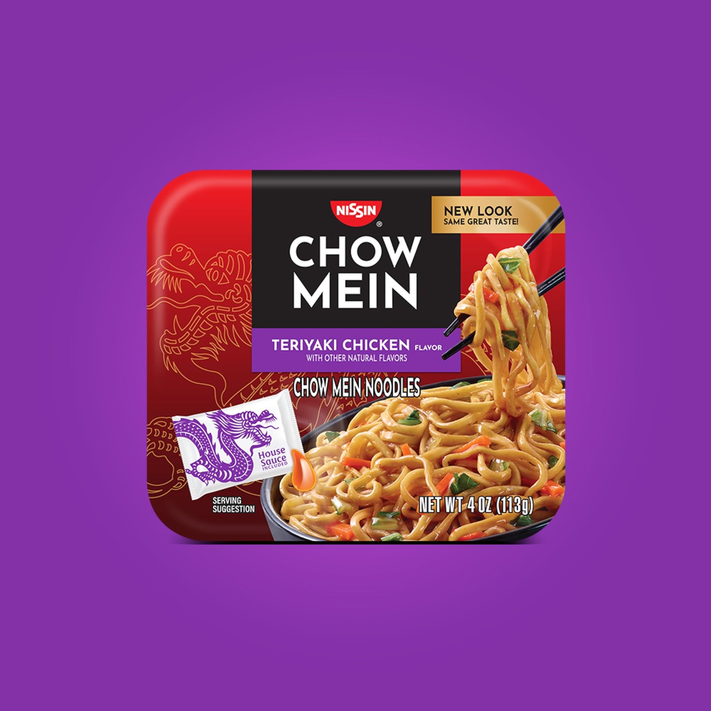 Nissin Chow Mein Noodles, Teriyaki Chicken, 4 Ounce (Pack of 8)