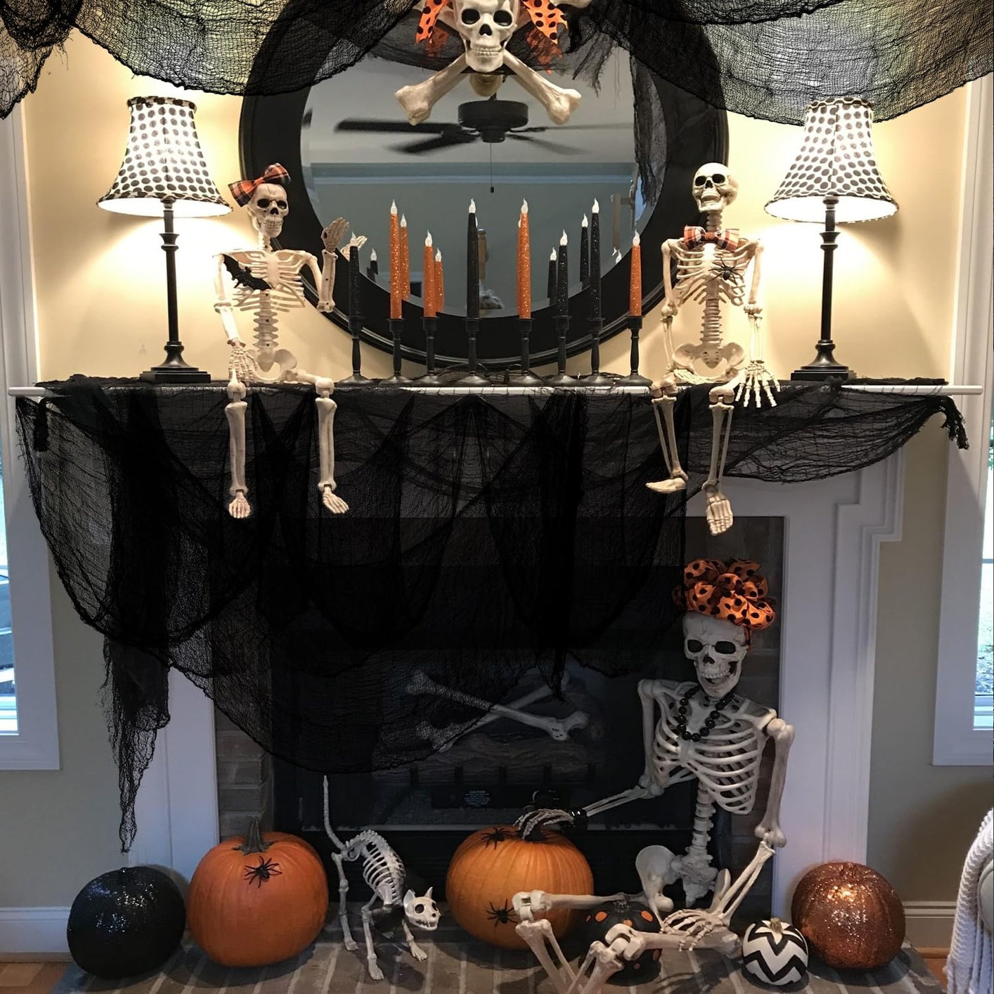 Qtisky Set of 5 Halloween Creepy Gauze Cloth Decoration, Indoor Outdoor Black Scary Halloween Gauze Tapestry Decor, Spooky Decorations for Home Wall Yard Haunted House Party Supplies, 72 x 30 inch