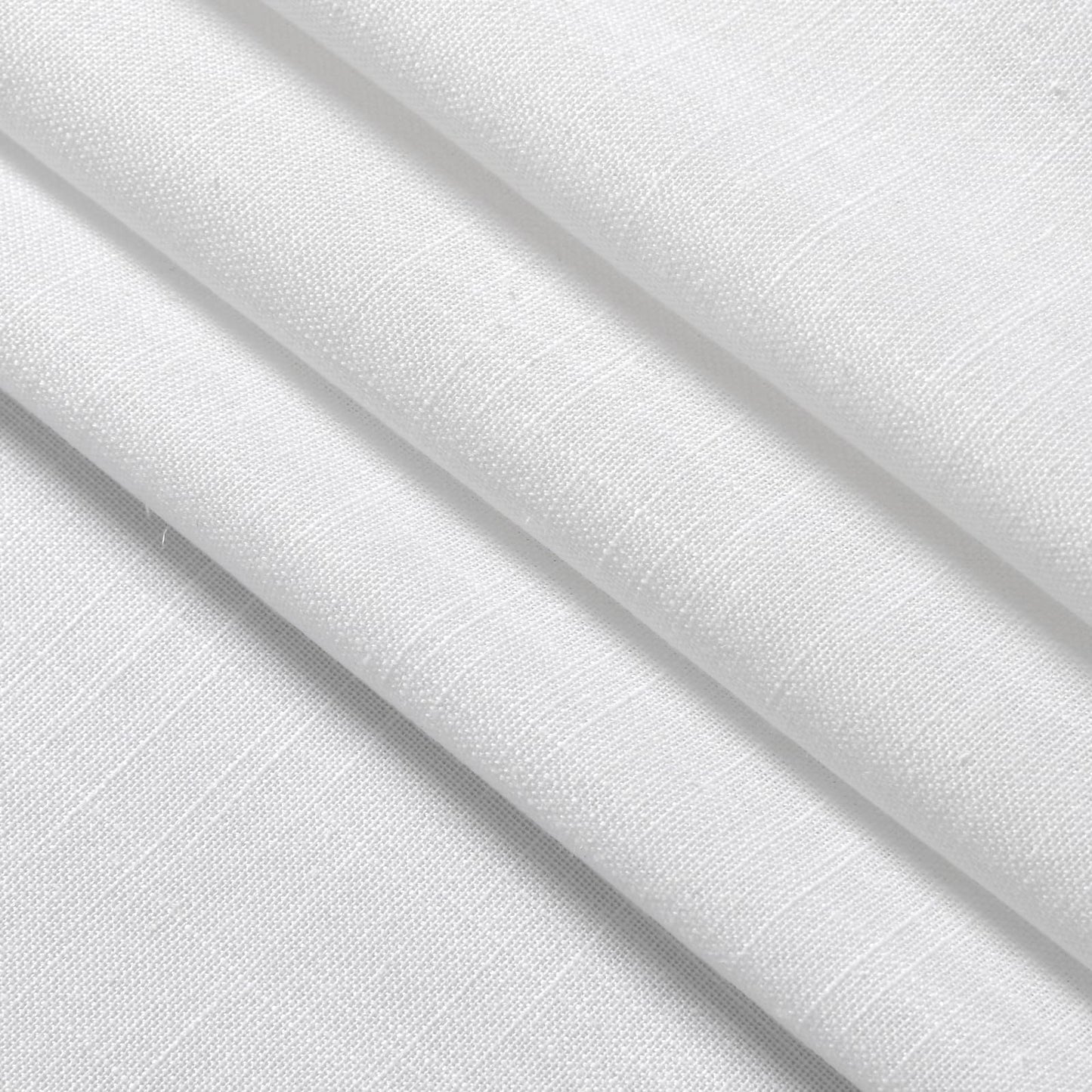 Nanspring White Small Linen Textured Curtains 24 Inch Length Light Filtering Semi Sheer Short Curtains Back Tab Rod Pocket Boho Kitchen Tier Window Curtain for Bathroom Basement Camper 26x24 Inches