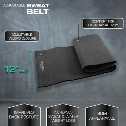 Aduro Waist Trainer for Men Women 12" Sweat Belt Waist Trimmer Stomach Slimming Body Shaper Exercise Equipment Adjustable Belt (Black)