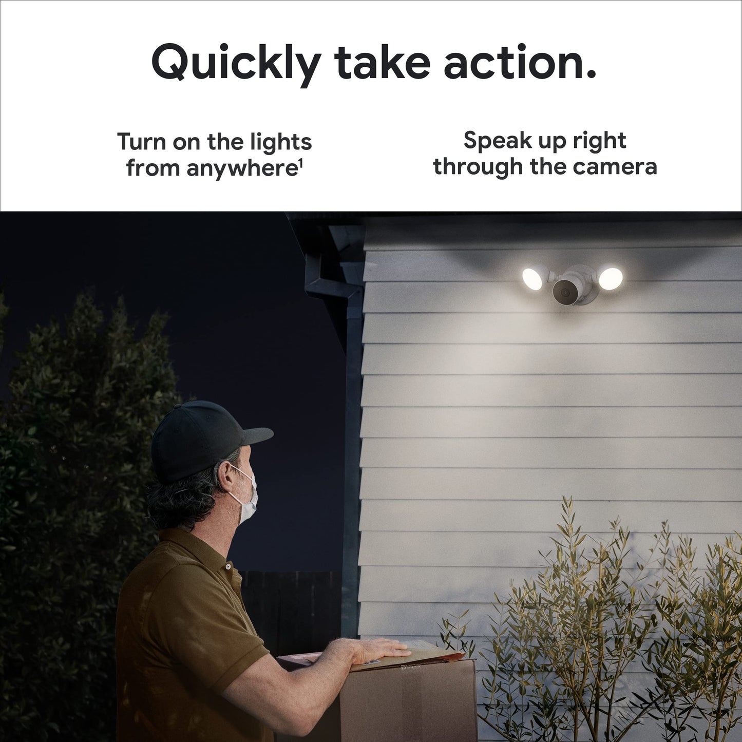 Google Nest Cam with Floodlight - Outdoor Camera - Floodlight Security Camera, White, 1 Count (Pack of 1)