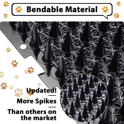 16 Pack Cat Repellent Outdoor Mat Cats Dogs Plastic Bendable Spiked Deterrent Training Repellent PET Mats with Spikes for Indoor Outdoor Supplies, 18.3 Square Feet, 16 x 13 Inch(Black)
